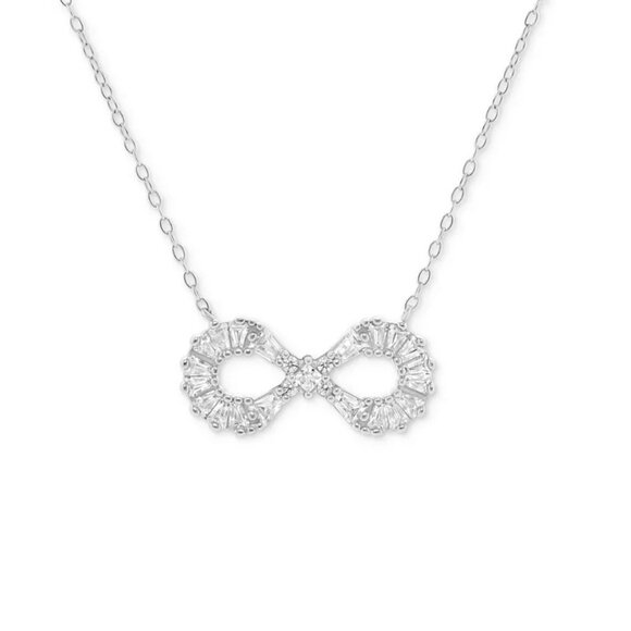 Holiday Lane Cubic Zirconia Infinity Pendant Necklace in Sterling Silver - Picture 2 of 6